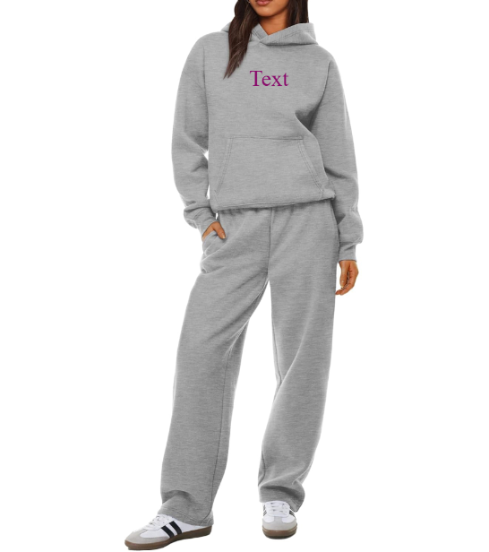 Womens 2 Piece Outfit Oversized Hoodie Sweatshirts Wide Leg Sweatpants with Pockets